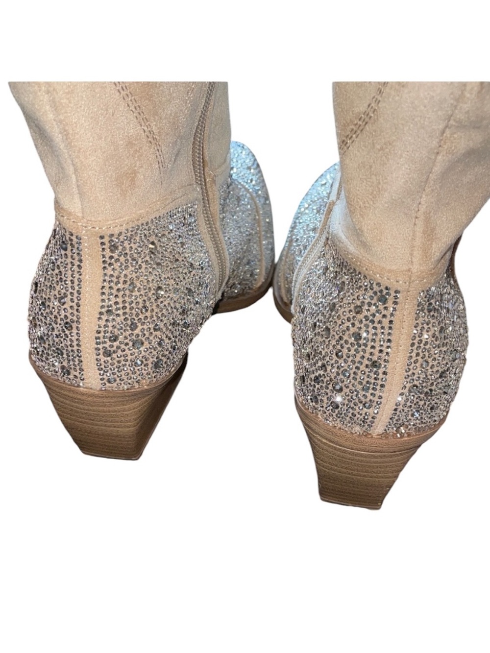 MADDEN NYC Womans Tall
Ivory Western Gliter Bling Side
Zipper Cowboy Boots Sz 8 - Picture 11 of 13